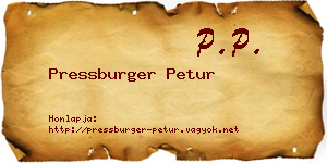 Pressburger Petur névjegykártya